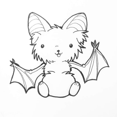 Prints- inktober - halloween - sfetsy -inked - bat - Illustrations - Coloring Books -Accessories- 